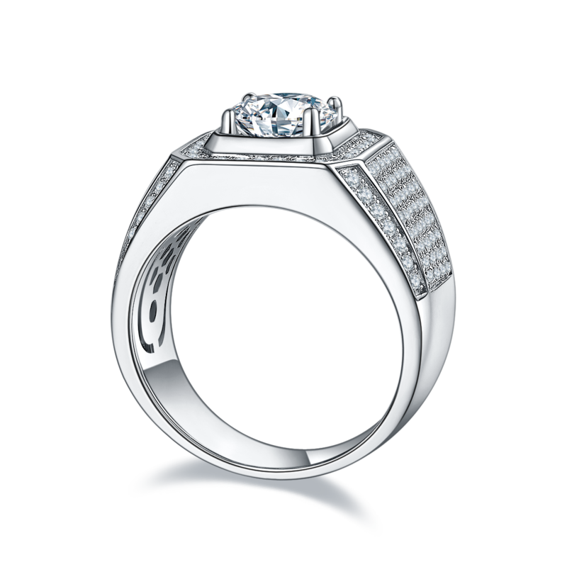 戴军款S925银镀白金MoissaniteMen's Ring2ctD级